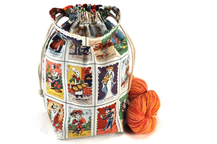 Knitting Crochet Project Bag Square MEDIUM - Cartas Marcadas