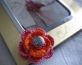Crochet 'Button'-iere, Pink and Orange Wedding Flower Boutonniere