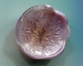 Medium Size Vintage 1950s Lavender Glass Moonglow with Gold Luster, cup shape with ruffled edge