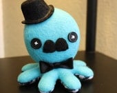 Turquoise and Houndstooth Gentleman octopus plush - 4"