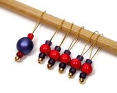 Beaded Knitting Stitch Markers Set, Snag Free, Knitting Tools, Red, Purple, Gift for Knitter, DIY Crafts, TJBdesigns