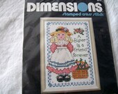 Embroidery Kit, Stamped for Embroidery, Dimensions, Sister is a Friend,  destash