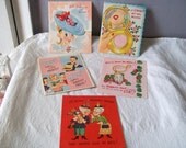 Vintage Greeting Cards, Variety Lot,  Paper Ephemera,  1950,  Comics in Action
