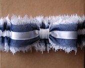 Wedding Garter -Navy Chiffon and Lace Bridal Garter with Bow - Emmi