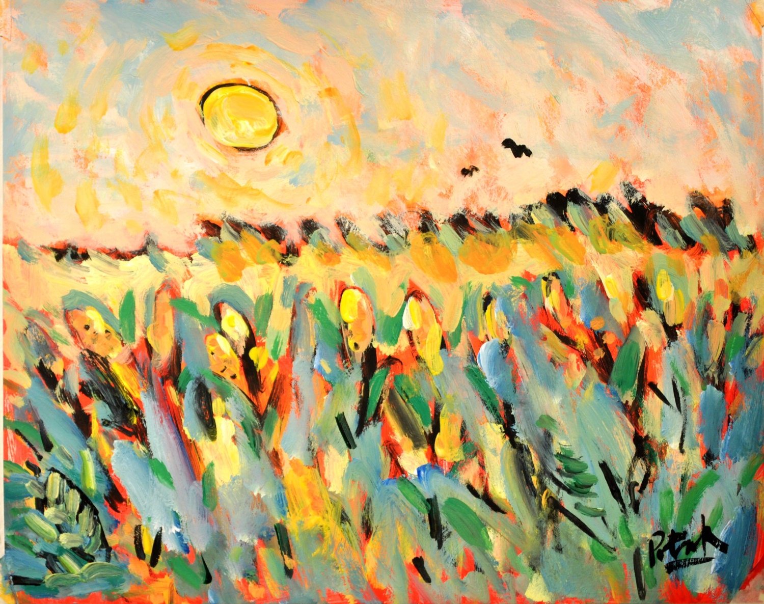 Sun Painting with cornfields by Russ Potak