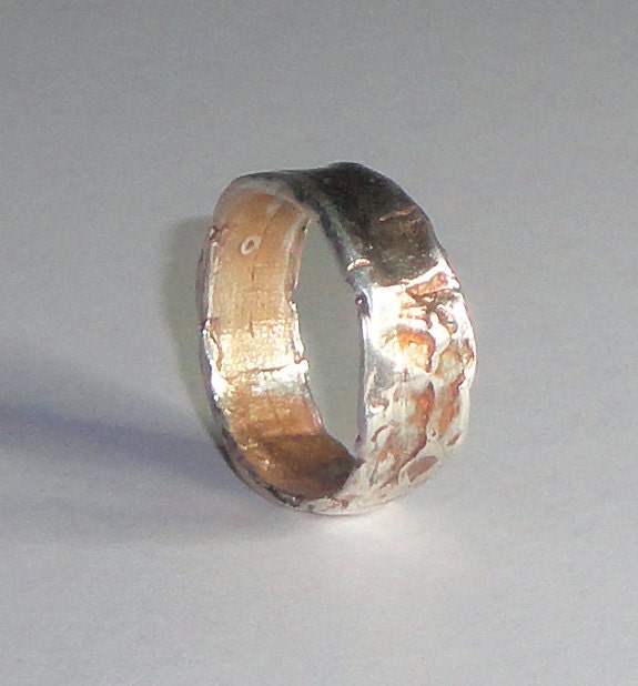 Rustic Pure Silver Textured Oxidized  Ring Father's Day Gift for Dad