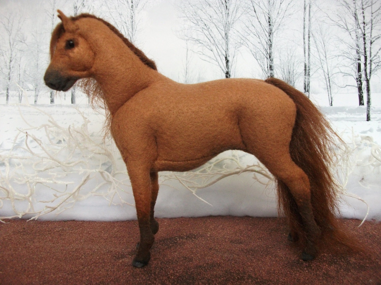 OOAK wool felt fabric model horse 'Medals'