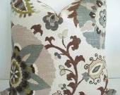 BOTH SIDES Linen--P Kaufmann - Decorative Pillow Cover-SILSILA -Rhinestone-Chocolate-Grey-Tan- Green- Beige -Cream  Throw/Lumbar Pillow