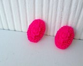 Hot, Neon, and Light Pink, White, Neon and Kelly Green, Purple, Yellow, Red and Black Resin Flower Post Earring Great Gift for a teen.