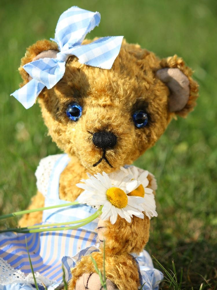 PATTERN of  artist teddy bear Kitty 10 " in PDF format, OOAK,  yellow,  green,  vintage plush,  jointed