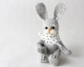 Gray  Bunny, Miniature Needle Felted Soft Sculpture, OOAK