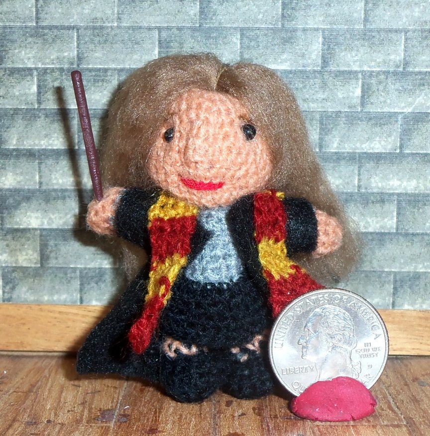 Hermione Granger Miniature Crocheted Doll  Ready to Ship