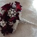 Bridal Brooch Bouquet, WINE Brooch Bouquet with Jeweled Fabric Flowers, Wedding Brooch Bouquet