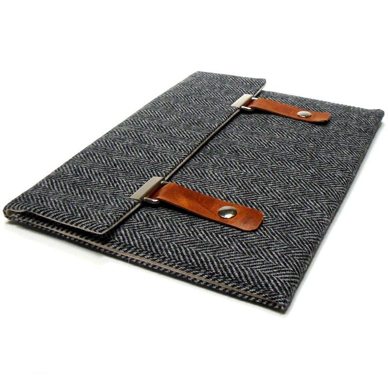 iPad case - gray herringbone
