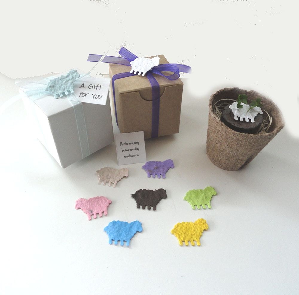 25 Lamb Baby Shower Favors - Plantable Seed Paper Favor Personalized by Nature Favors