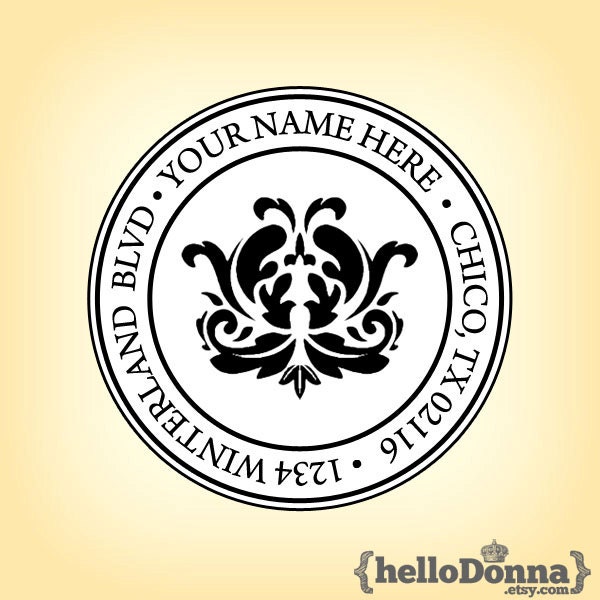 Custom ADDRESS Pre-Designed Art Wood Mounted Rubber Stamp - 1.5 x 1.5 in - Branding, Packaging, Party, Wedding - AC005