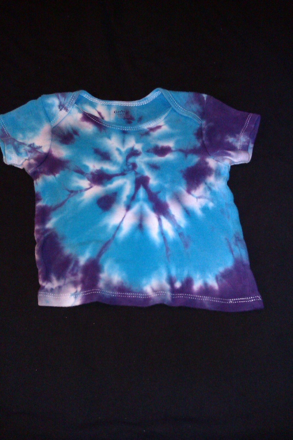 Turquoise and  Deep Purple Spiral Tie Dyed Baby Short Sleeve T Shirt  Size 12m