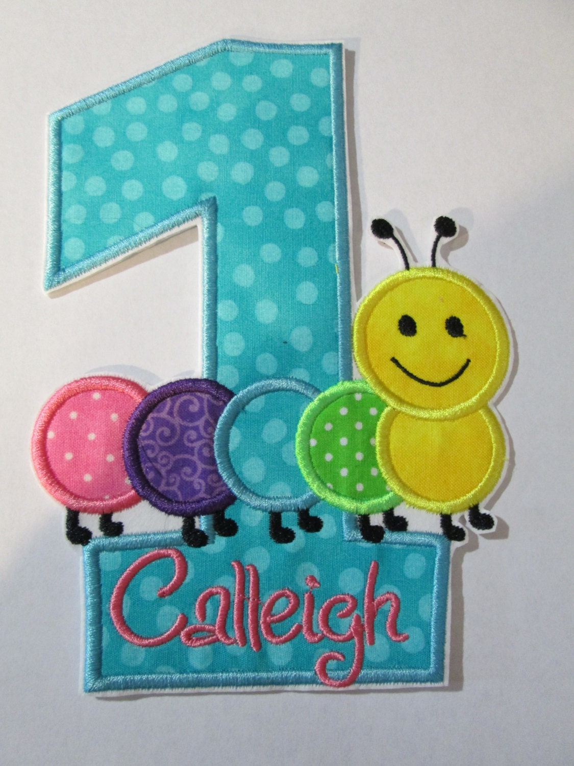 Iron On Applique -  Birthday Number with Caterpillar