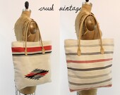 1980s Southwestern Tote / 80s Canvas Tote Bag / The Garden Stripe Tote