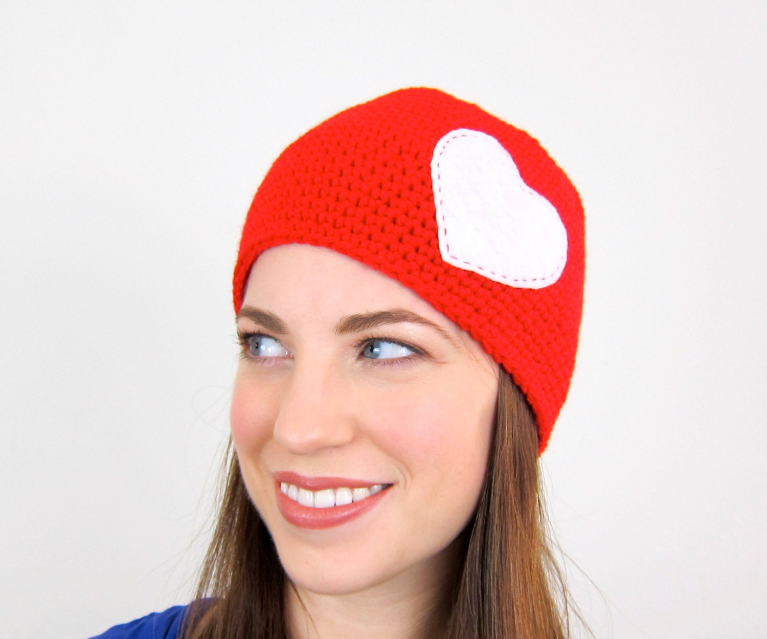 Valentine's Day Heart Beanie - Bright Cherry Red Hat