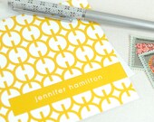 personalized note cards stationery set - MODERN CIRCLES - set of 8 - choose color - personalized stationary folded