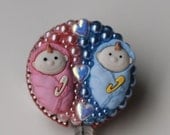 Adorable Twin Baby Bundles For A Pediatric Nurse - RN ID Badge Holder
