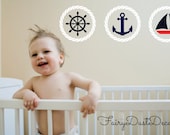 Rope Circle Set with Anchor Compass Star Sailboat Ships Wheel wall decals nautical wall decor 6 x 6 inches - SMALL SIZE