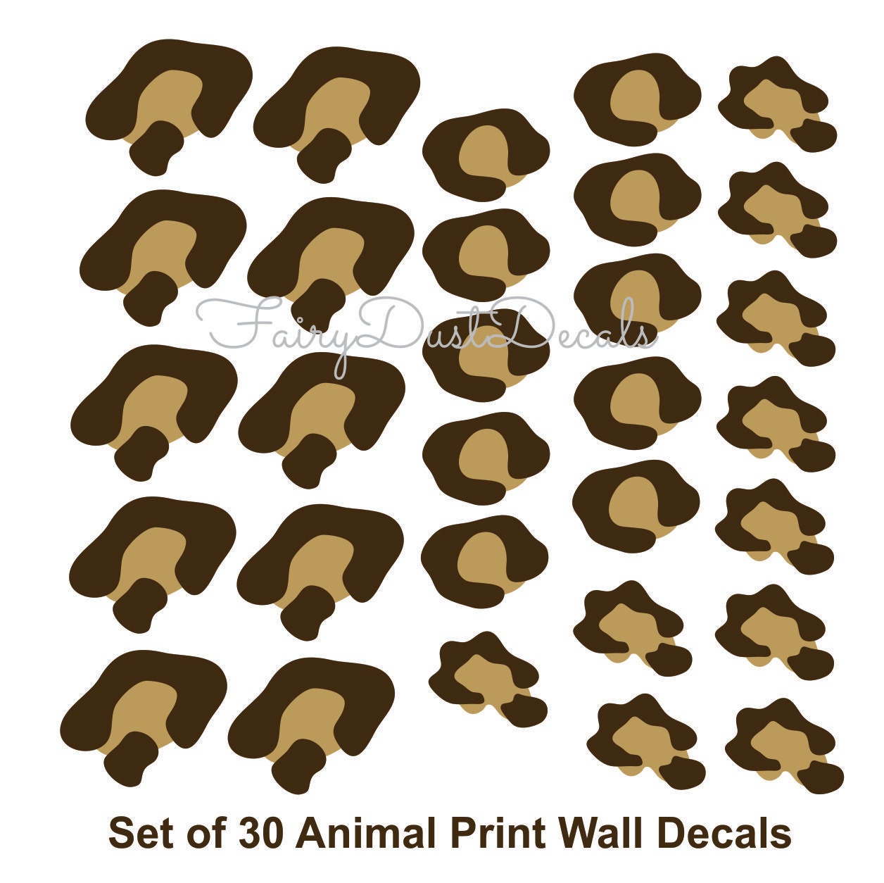 Animal Print wall decals set of 30 decals BROWN and TAN - seen on MTV Teen Moms