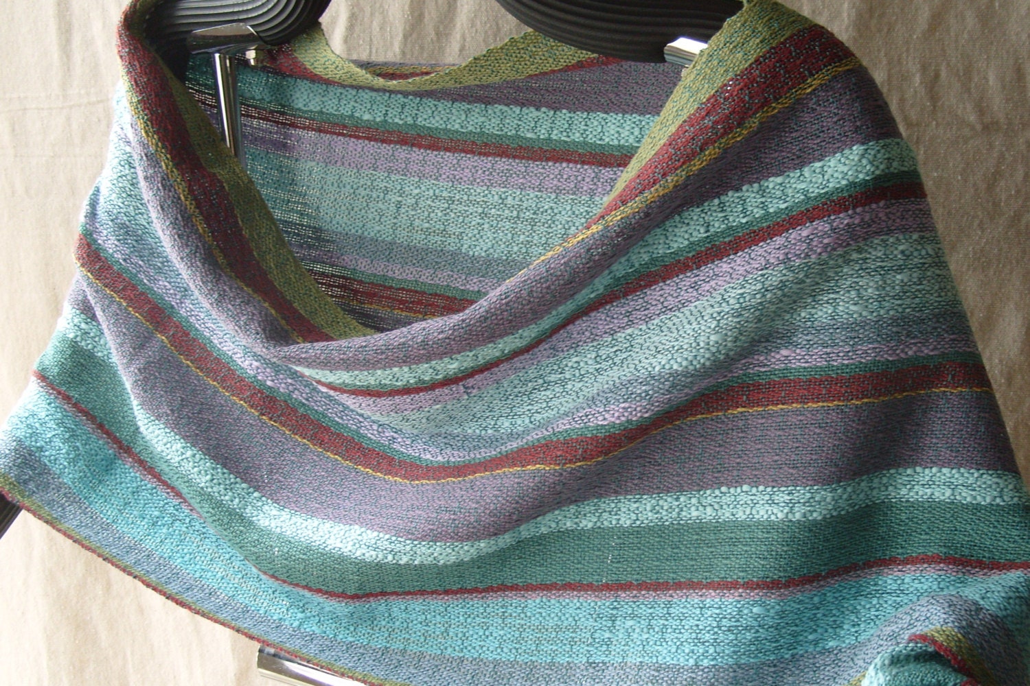 Handwoven Shawl,  Woven Scarf, Wrap, Sea Glass