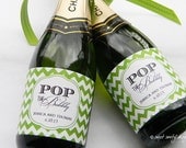 Set of Custom Mini Champagne Bottle Labels - POP THE BUBBLY