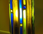 Recycled Glass Lamp - Cobalt Green Planks
