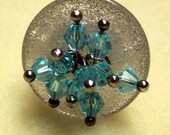 Blue Crystal Button Wire Wrapped Ring