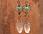 Fishing Tackle Jewelry - Vintage Rooster Tail Brand Converted Fishing Spinner Lure Dangles Earrings with Turquoise