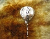 Brooch - Pin - Sterling Silver - Hot Air Balloon Brooch - Silver Balloon Pin - Dangling Rope - Jezlaine Sterling Pin - Summer Time Brooch