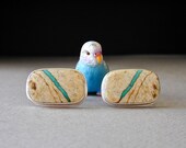 Cufflinks, Turquoise, Nevada Boulder Turquoise, Sterling Silver, Fabricated