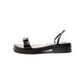 Ann Demeulemeester Black Leather and Velcro Sandals 8