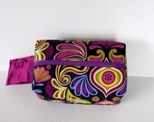 Zippered toiletry box bag- purple damask