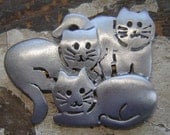 1980s Ultra Craft three cats brooch - charity for animals