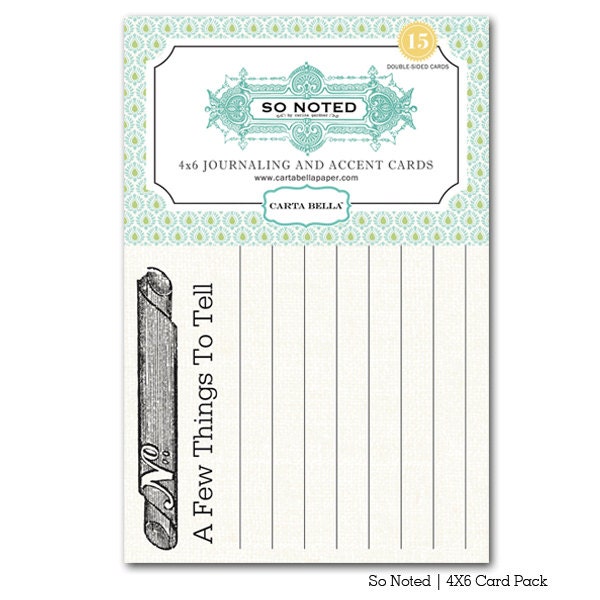 So Noted  - 4x6 Journaling and Accent Cards - Carta Bella Paper