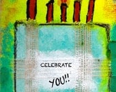 Celebrate YOU - 5"x7" Greeting Card with Envelope (Blank Inside), Birthday Stationary, Gender Neutral Birthday Card, Blank Note Card
