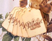 Tags Vintage Style French Merci Crown Gift Tags or Price Tags Party Favor T064