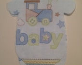 Pack of 30 Baby shower onesie napkins or decoration with blue and brown train. Il_170x135