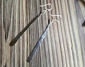 Simple Thin Hammered Sterling Silver Bar Dangle Earrings. . .Free Shipping.... BadkittyHawaii