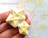 star rubber stamp. hand carved rubber stamp. hand carved stamp. large star and small star. set of 2. READY TO SHIP