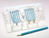 Deckchair Bathers - Handmade Postcard