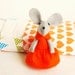Stuffed felt mouse plush orange matchbox hearts