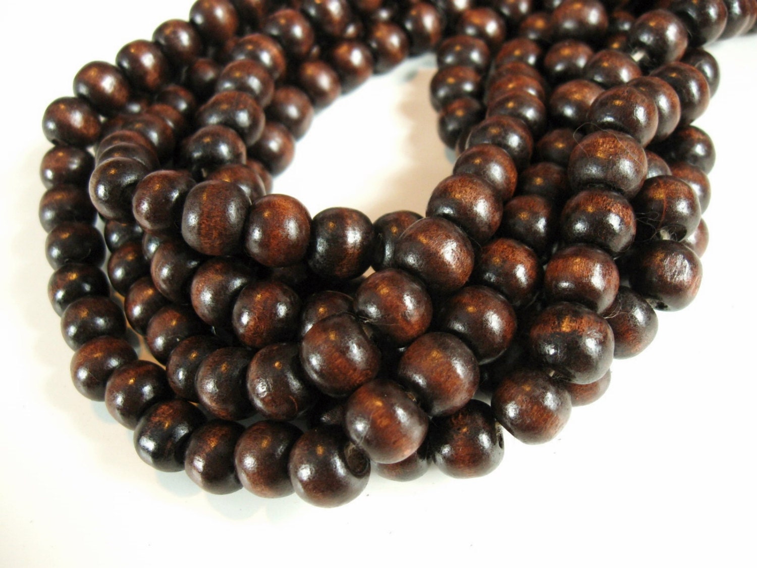 Wood round beads - Coffee Brown Natural Wooden Dye Beads 10x9mm - 50pcs  (PB222A)