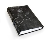 Galaxy Stars Black Leather Journal -  Notebook, Handmade Diary  - Night Sky, Astronomy Handbound Journal