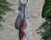 Laguna Lace Agate Necklace in Oxidised Silver - The Willow Necklace in Lace