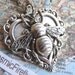 Siver Bee Necklace Gothic Victorian Antiqued Metal Heart Necklace Lightweight Pendant Vintage Inspired Style Feminine Steampunk Jewelry